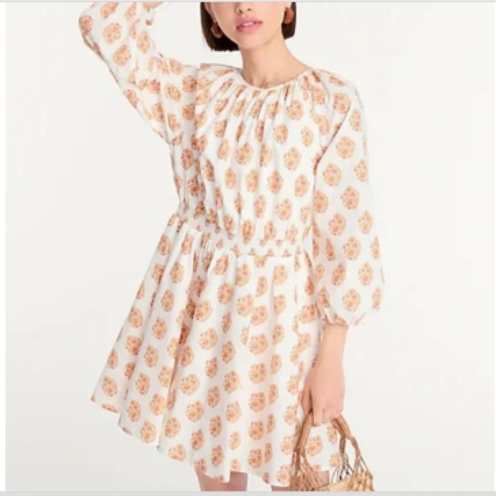 J. Crew Smocked-waist mini dress in gathered floral block print Size Small